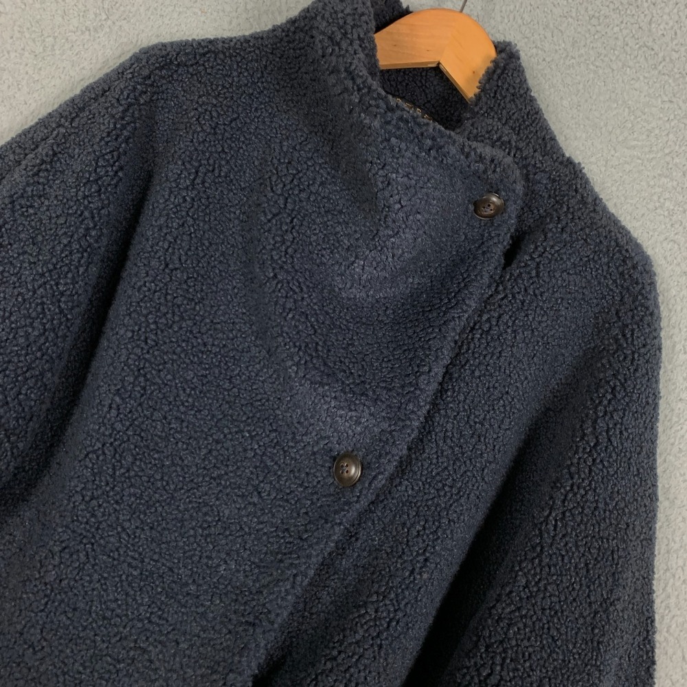 We The Free Izzy Wrap Teddy Jacket Womens XL Navy‎ Sherpa Plush Cozy Free People - Picture 6 of 13